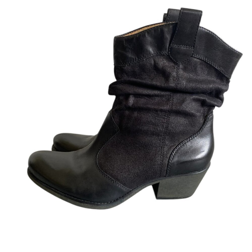 Earth Spirit Leather Slouch Western Black Booties Sz 9​​​​​​​